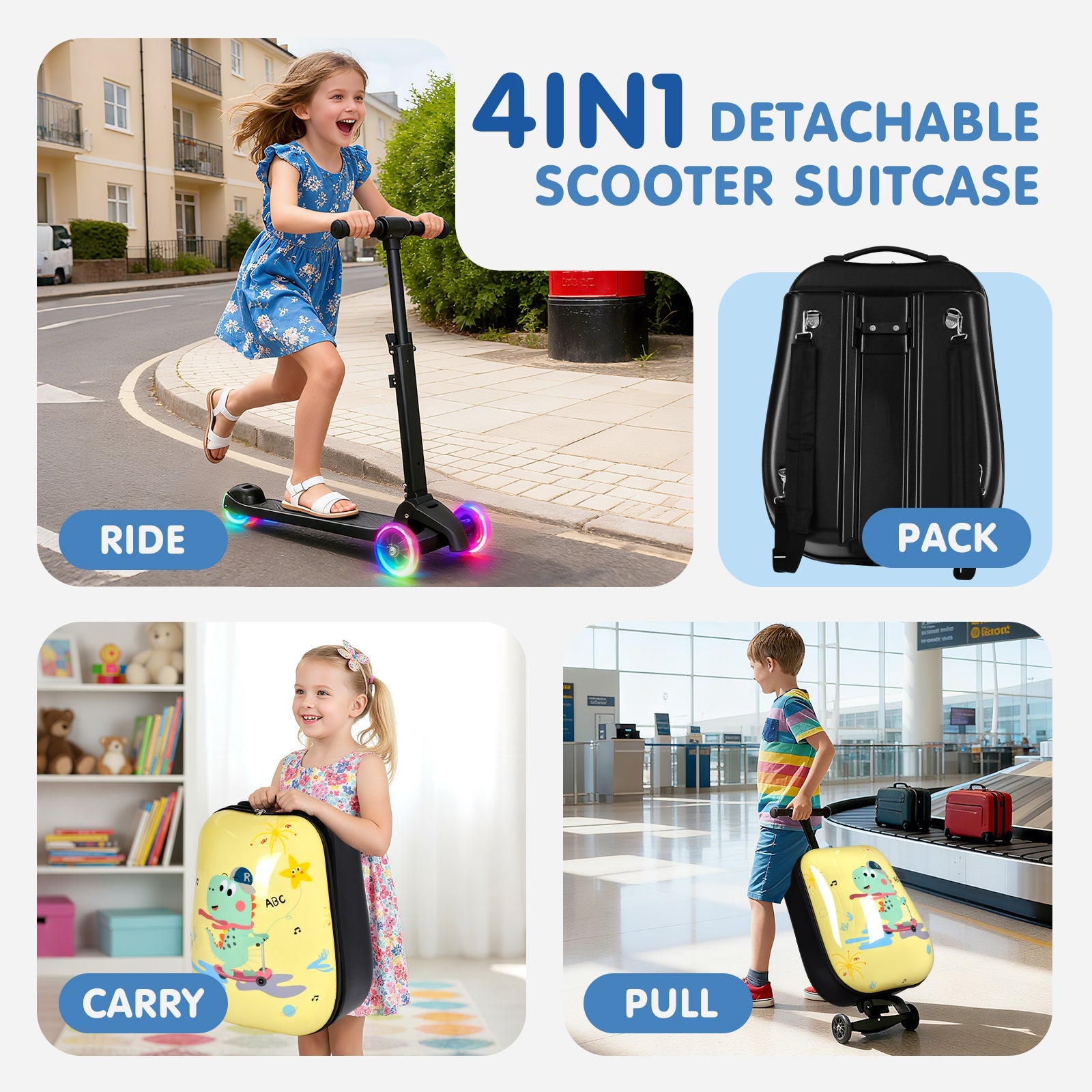 Vexon 4-in-1 Detachable Scooter Luggage for Kids