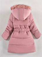 Girls Winter Puffer Coat | Quilted Heart Design With Fur Hood VexonGear