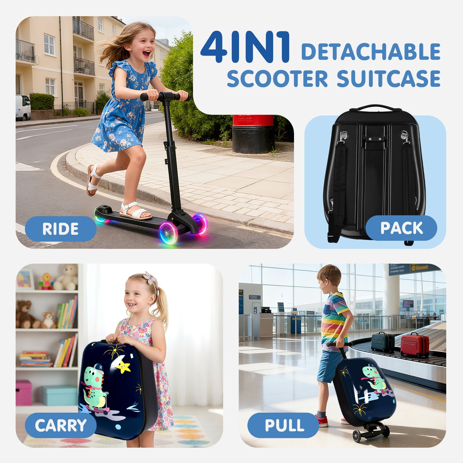 Vexon 4-in-1 Detachable Scooter Luggage for Kids