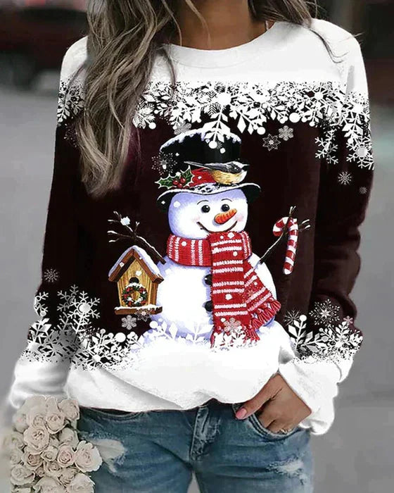 Holiday Snowman Sweater | Winter Scene With Festive Details VexonGear