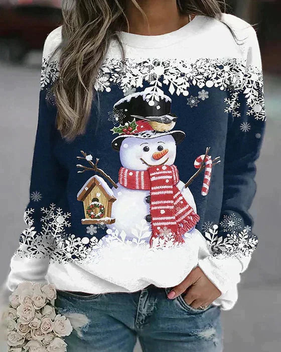 Holiday Snowman Sweater | Winter Scene With Festive Details VexonGear