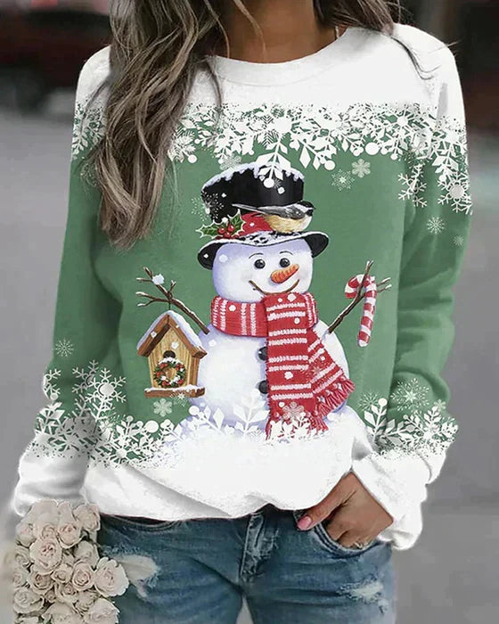 Holiday Snowman Sweater | Winter Scene With Festive Details VexonGear