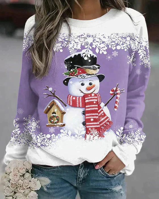 Holiday Snowman Sweater | Winter Scene With Festive Details VexonGear