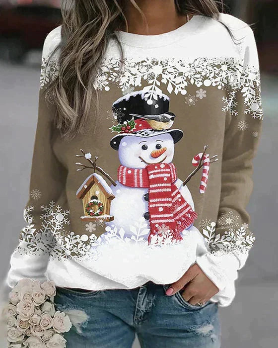 Holiday Snowman Sweater | Winter Scene With Festive Details VexonGear