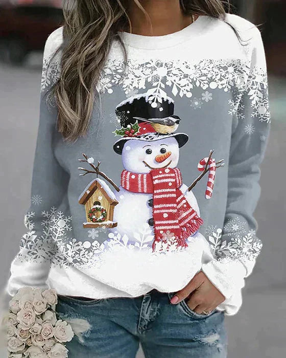 Holiday Snowman Sweater | Winter Scene With Festive Details VexonGear