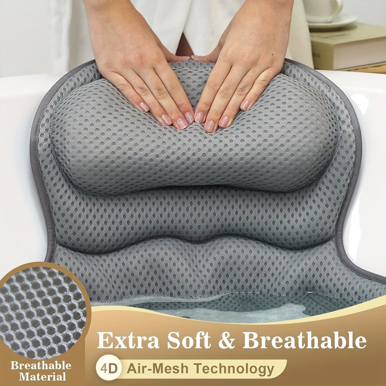 LuxieSpa 4D Luxe bath pillow - Breathable pillow with neck and back support for a relaxing bath VexonGear