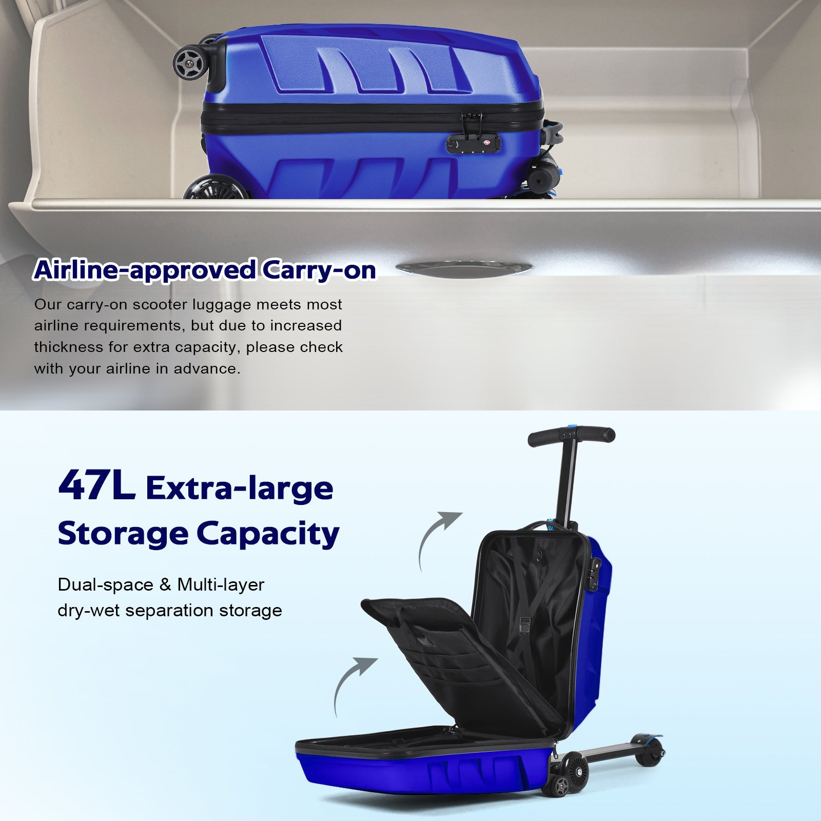 Vexon Scooter Suitcase with LED Light Wheels