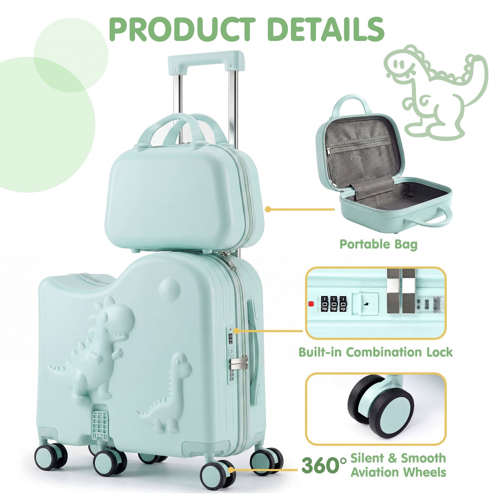 Vexon 20" Carry-On Suitcase with 12" Portable Bag