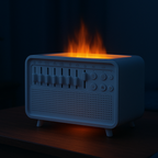 White Noise Machine USB Powered, Built-In Humidifier and Flame-Effect Light, ABS Housing