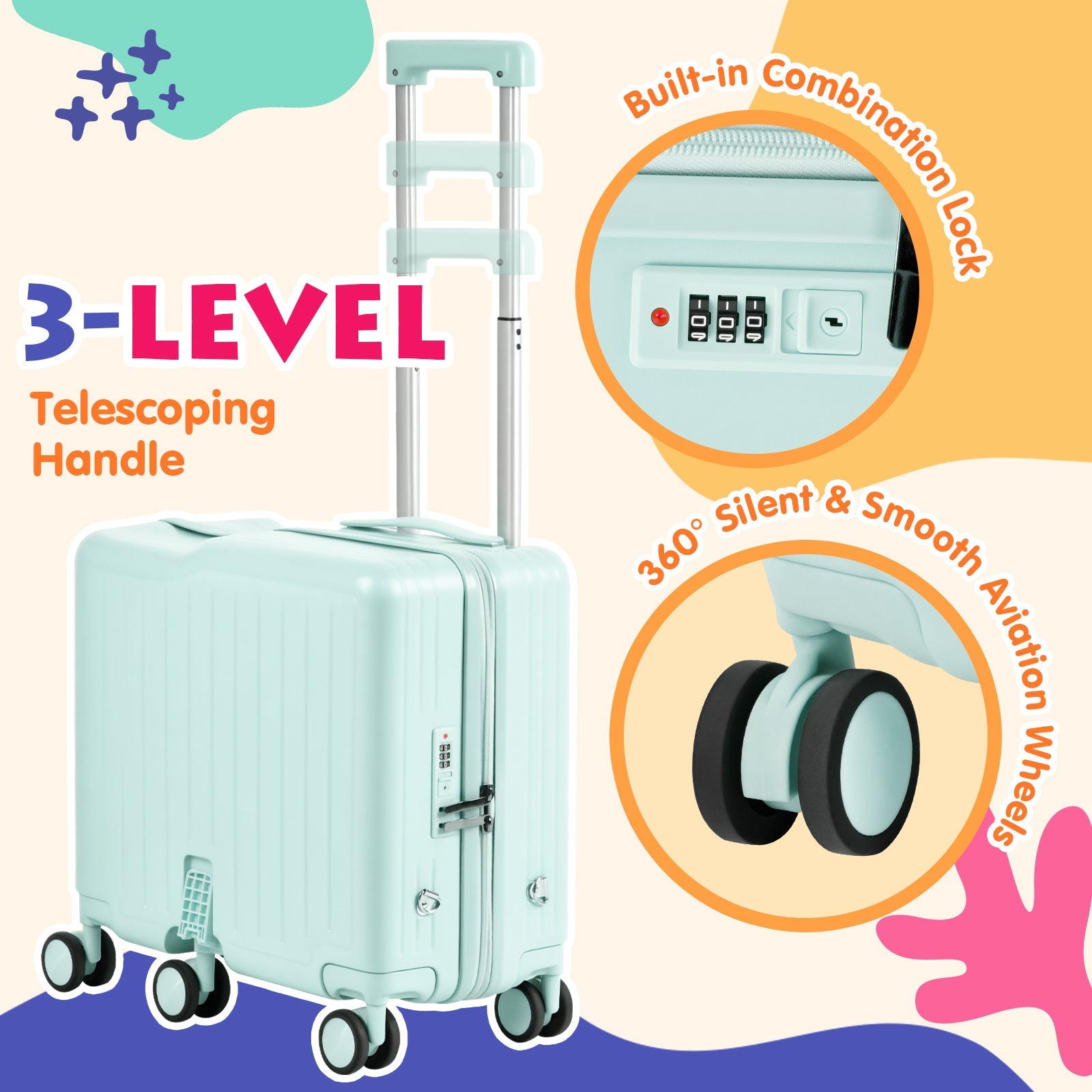 Vexon 20" Kids Ride-On Suitcase with 6 Wheels