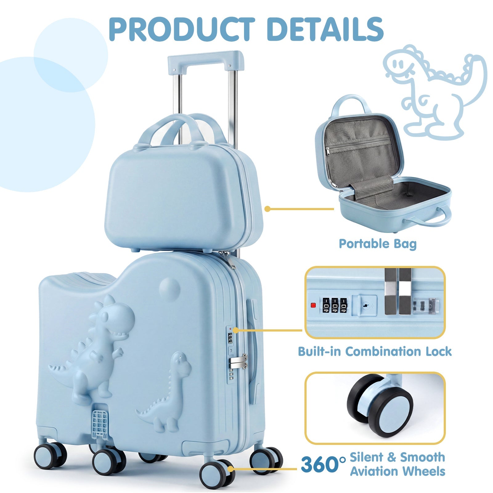 Vexon 20" Carry-On Suitcase with 12" Portable Bag