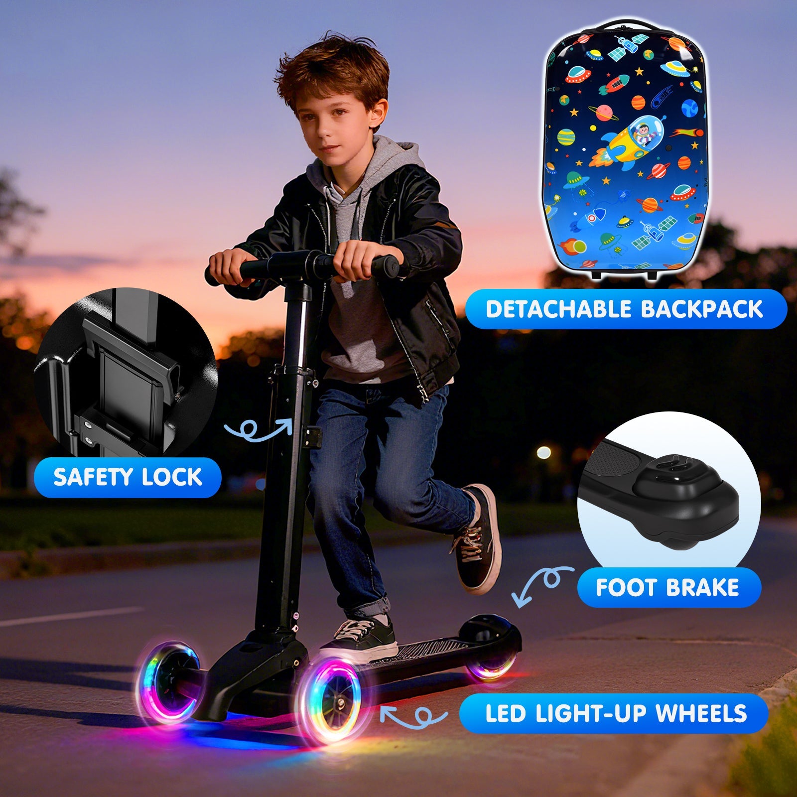 Vexon Kids 4-in-1 Detachable Scooter Suitcase