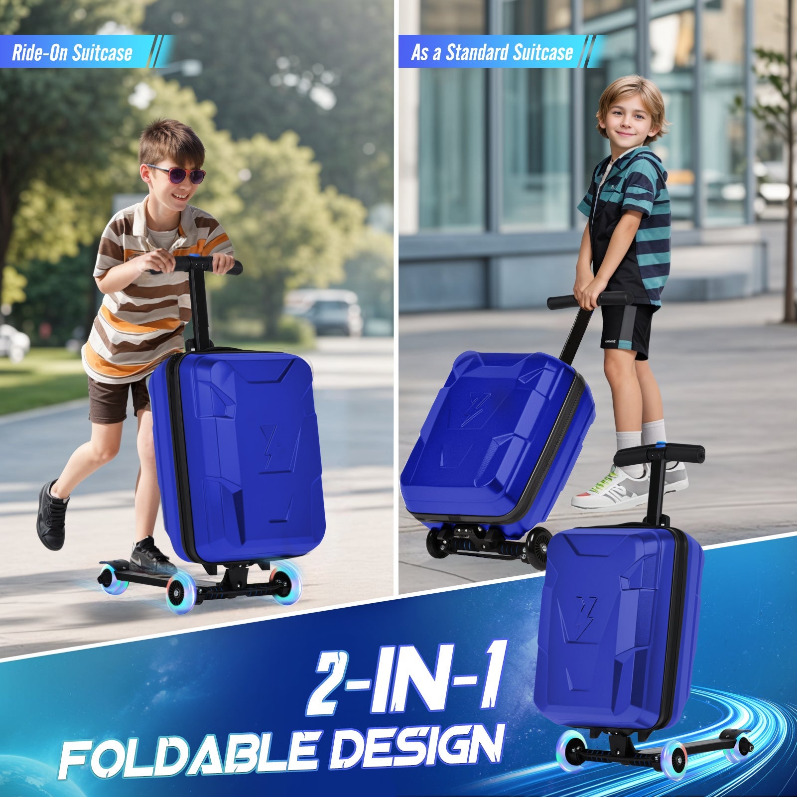 Vexon Foldable Carry-On Scooter Suitcase for Kids