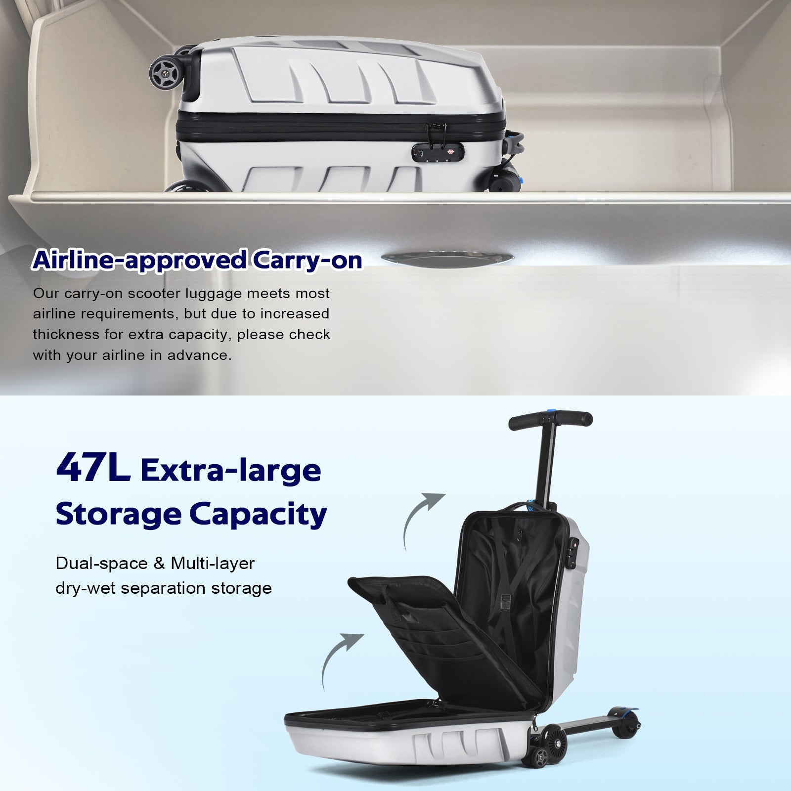 Vexon Scooter Suitcase with LED Light Wheels
