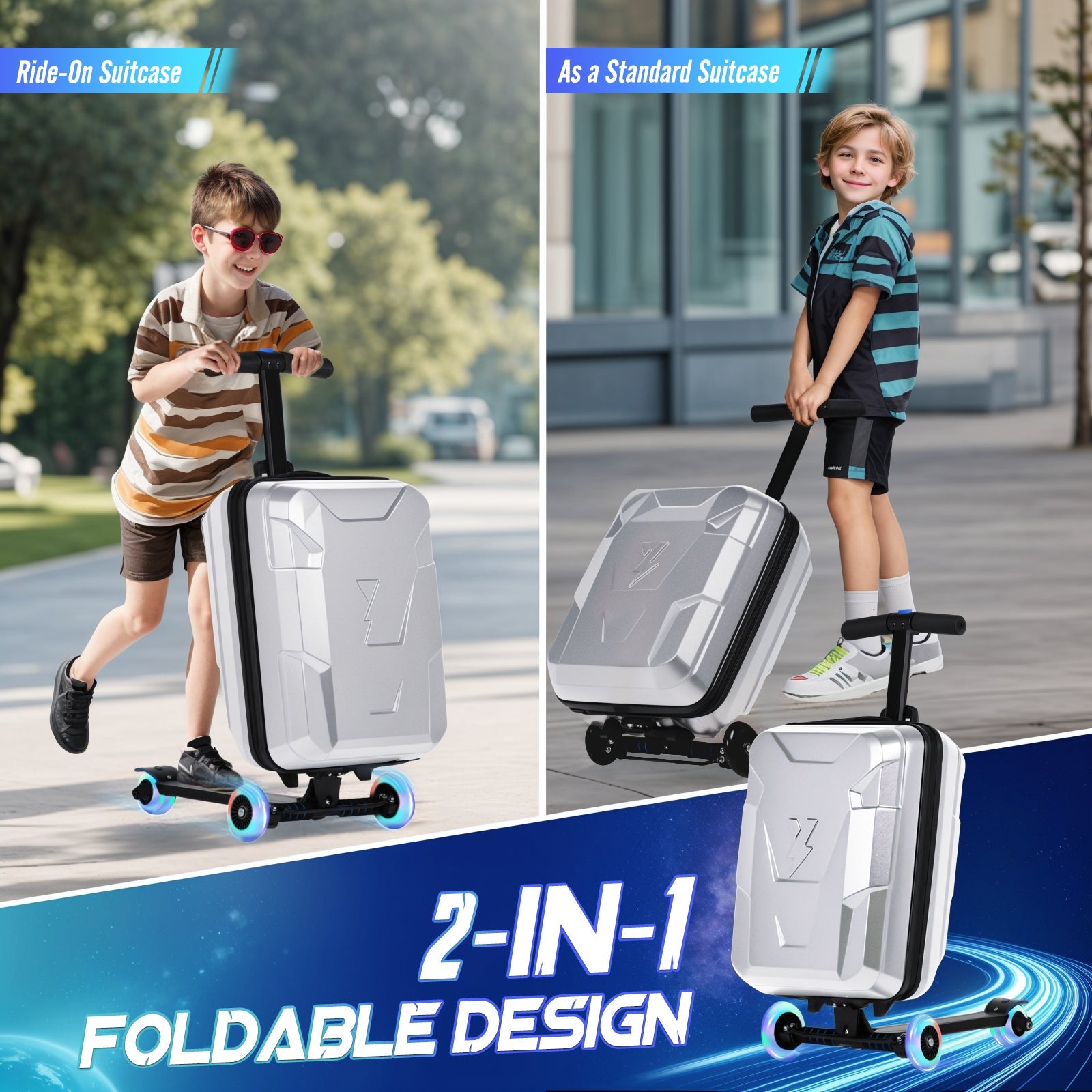 Vexon Foldable Carry-On Scooter Suitcase for Kids