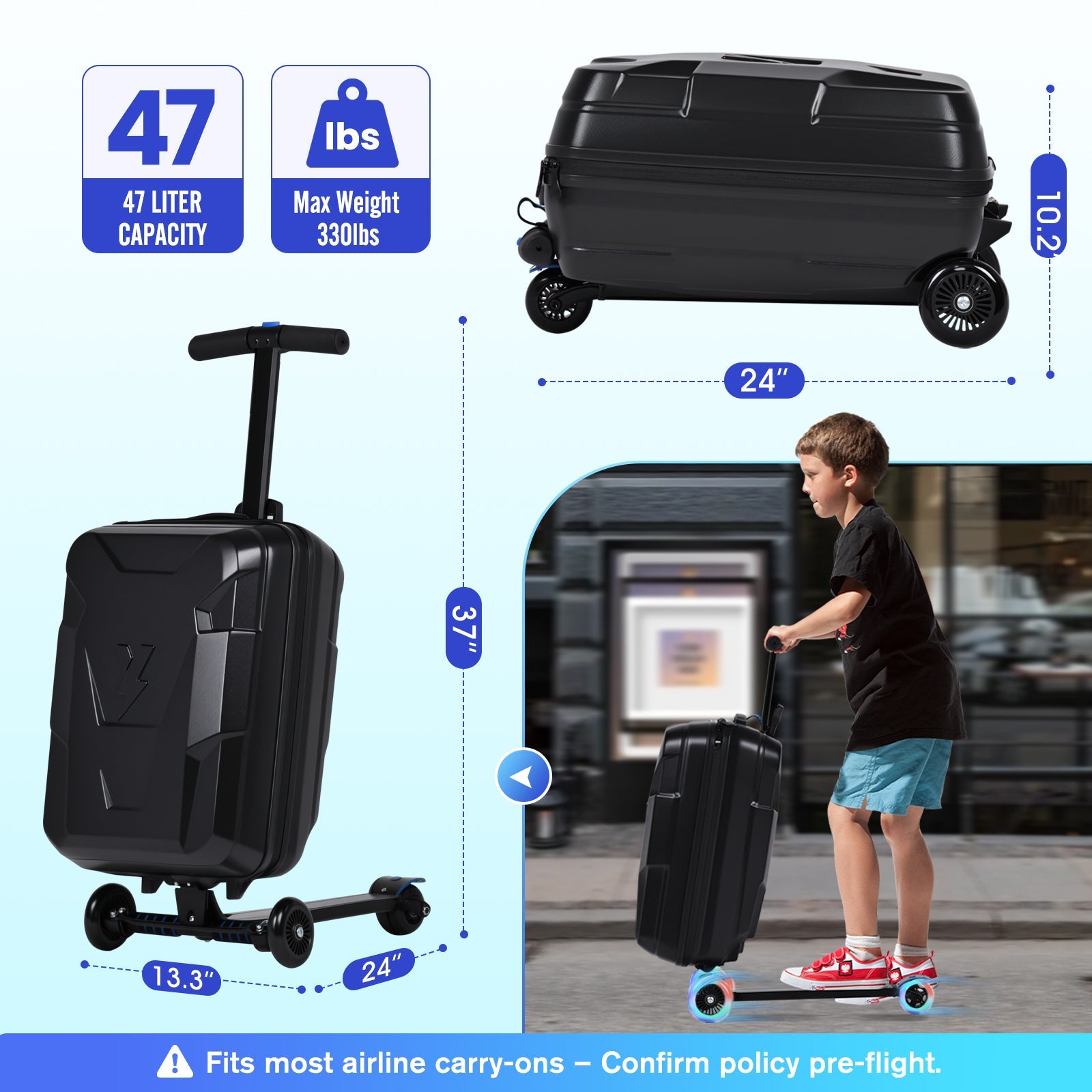 Vexon Foldable Carry-On Scooter Suitcase for Kids
