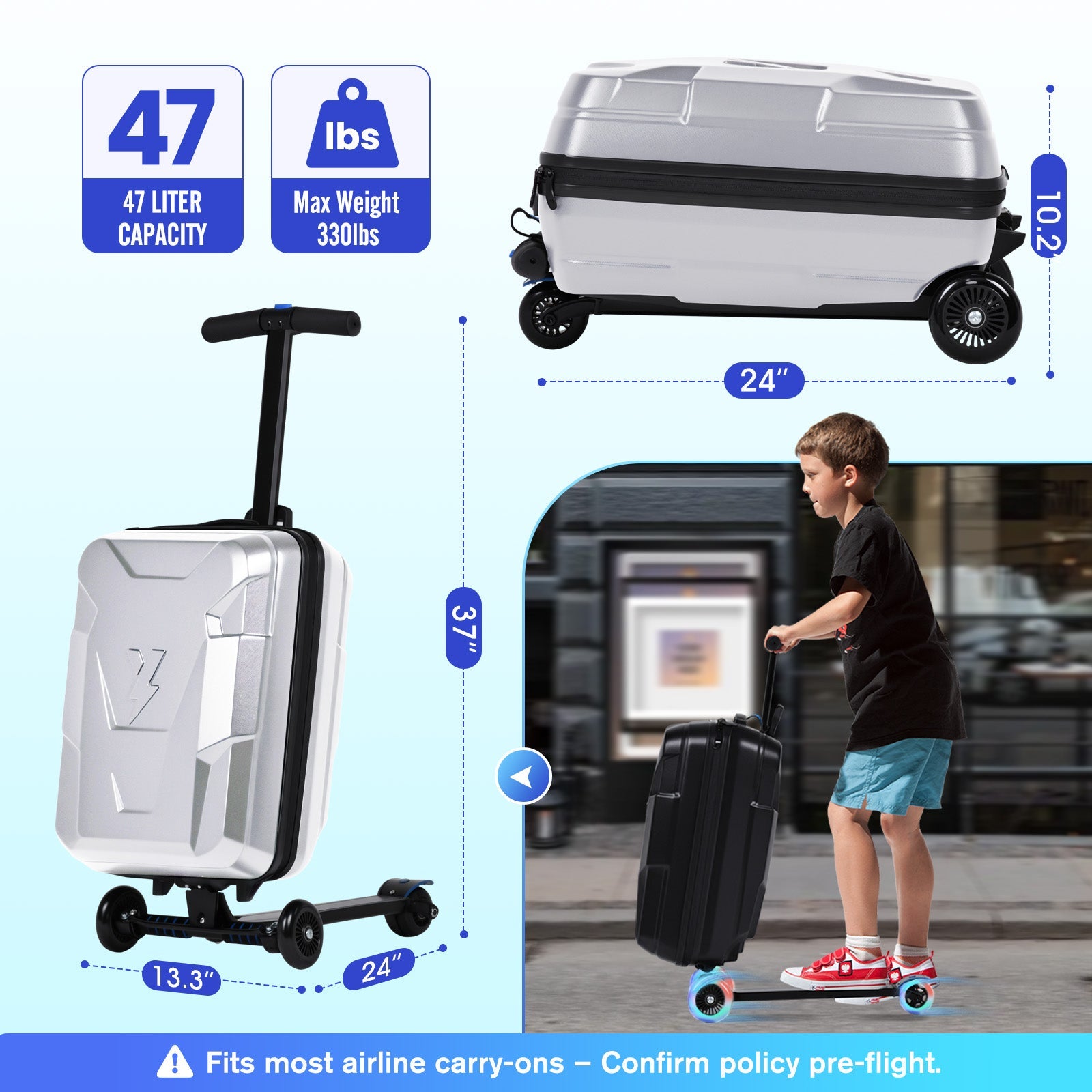 Vexon Foldable Carry-On Scooter Suitcase for Kids