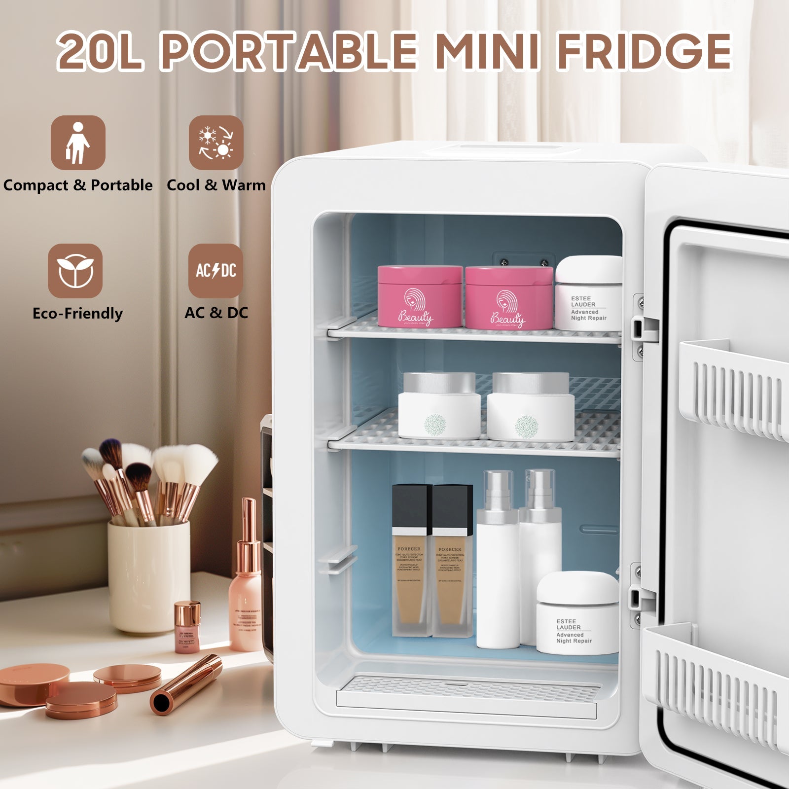 Vexon 20L Skincare Mini Fridge with Mirror
