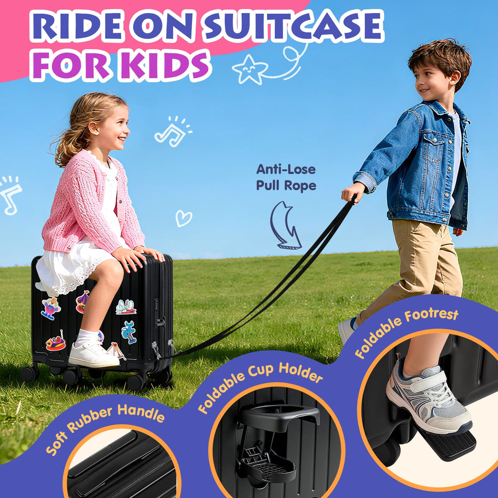 Vexon 20" Kids Ride-On Suitcase with 6 Wheels