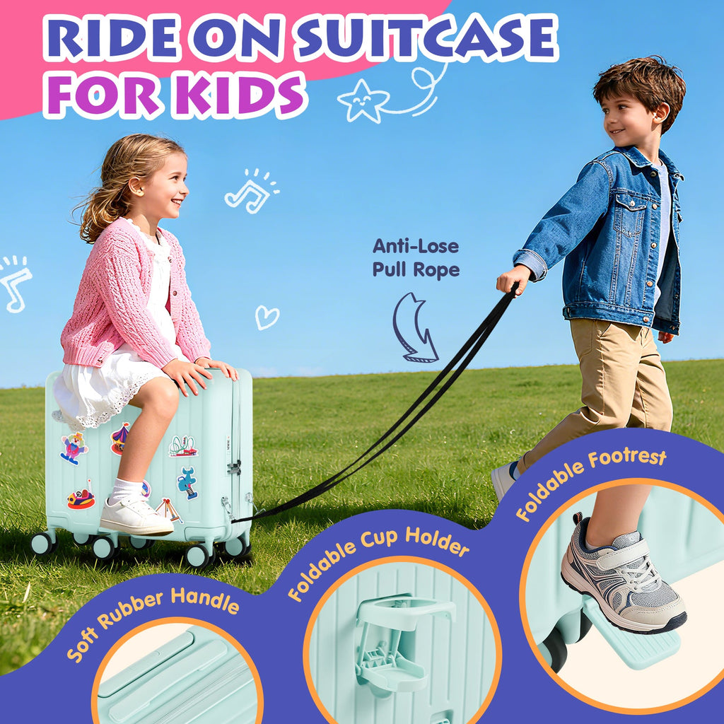 Vexon 20" Kids Ride-On Suitcase with 6 Wheels