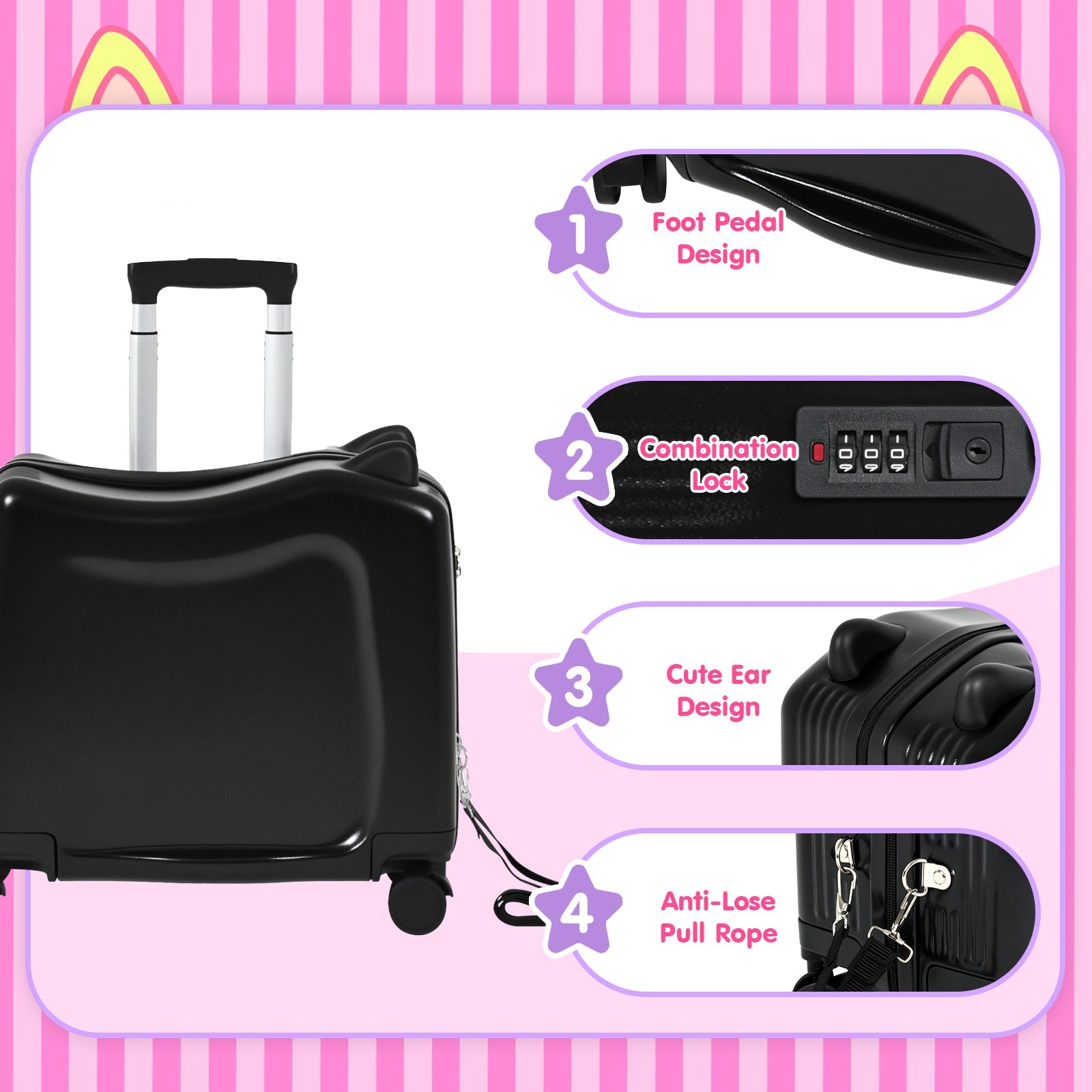 Vexon Kids' Ride-On Suitcase with Password Lock
