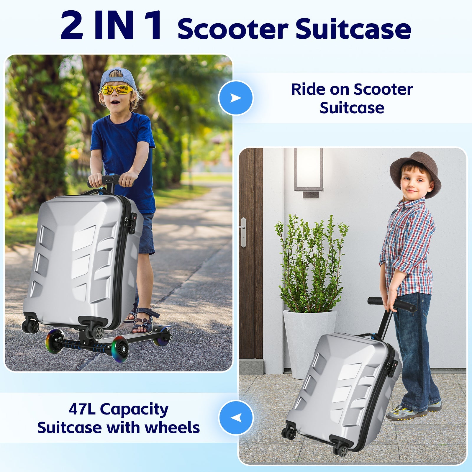 Vexon Scooter Suitcase with LED Light Wheels