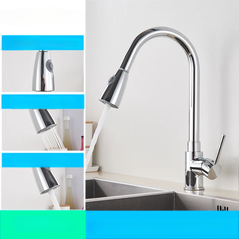 Modern Pull Down Kitchen Faucet | Brushed Nickel Flexible Spout VexonGear