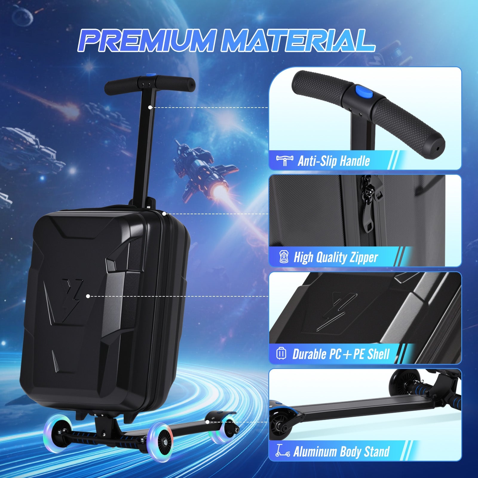 Vexon Foldable Carry-On Scooter Suitcase for Kids