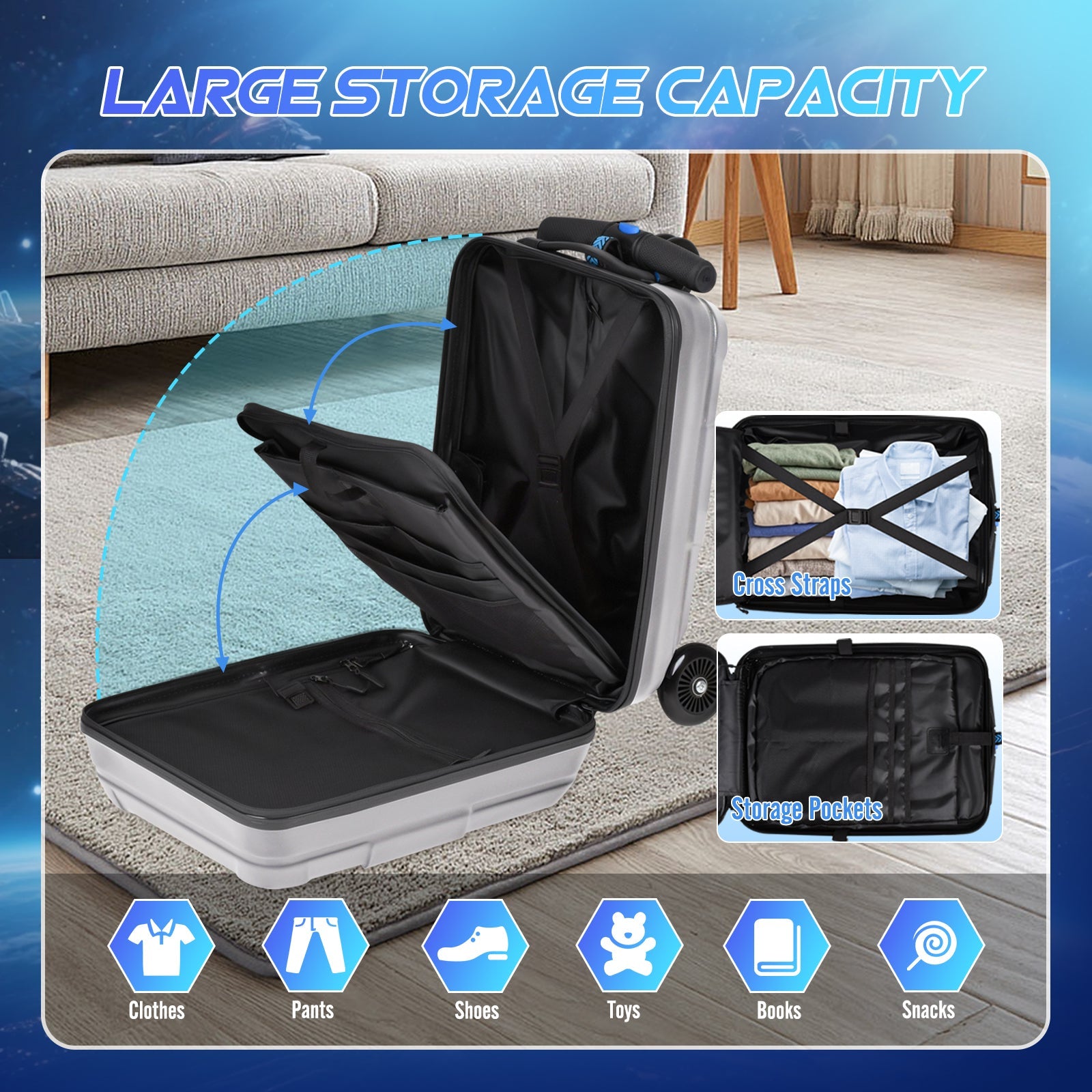 Vexon Foldable Carry-On Scooter Suitcase for Kids