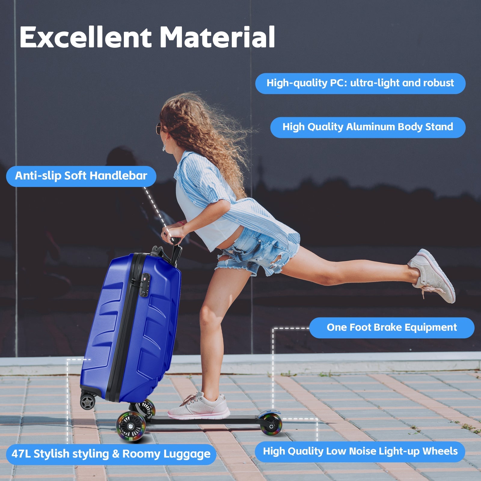 Vexon Scooter Suitcase with LED Light Wheels
