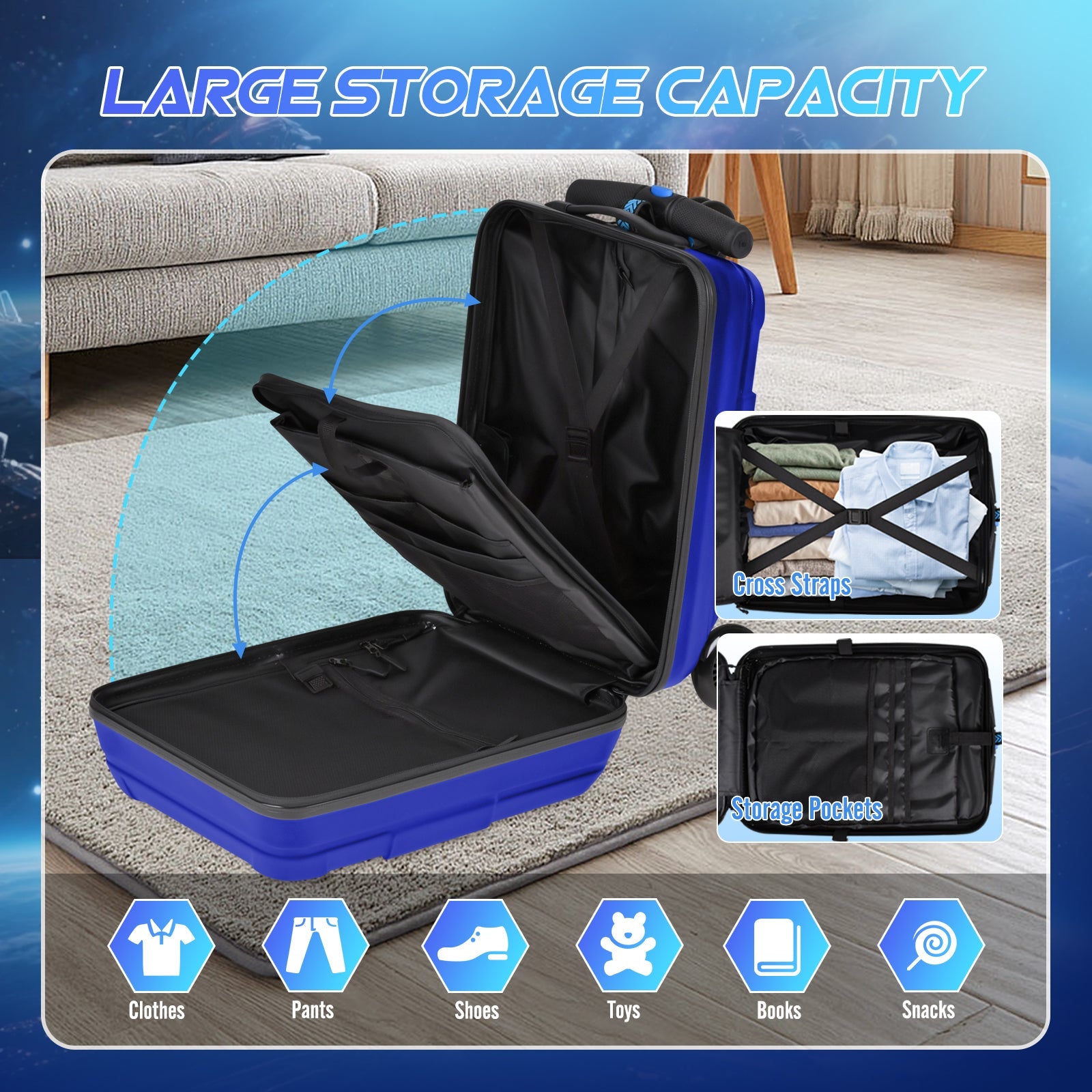 Vexon Foldable Carry-On Scooter Suitcase for Kids