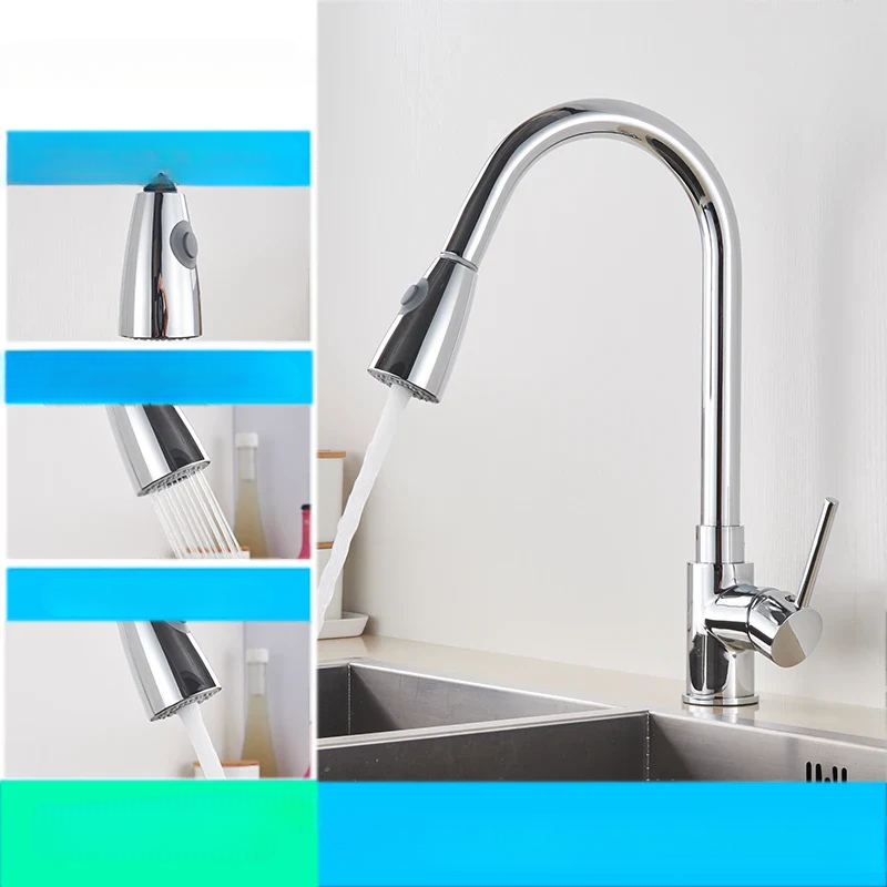 Modern Pull Down Kitchen Faucet | Brushed Nickel Flexible Spout VexonGear