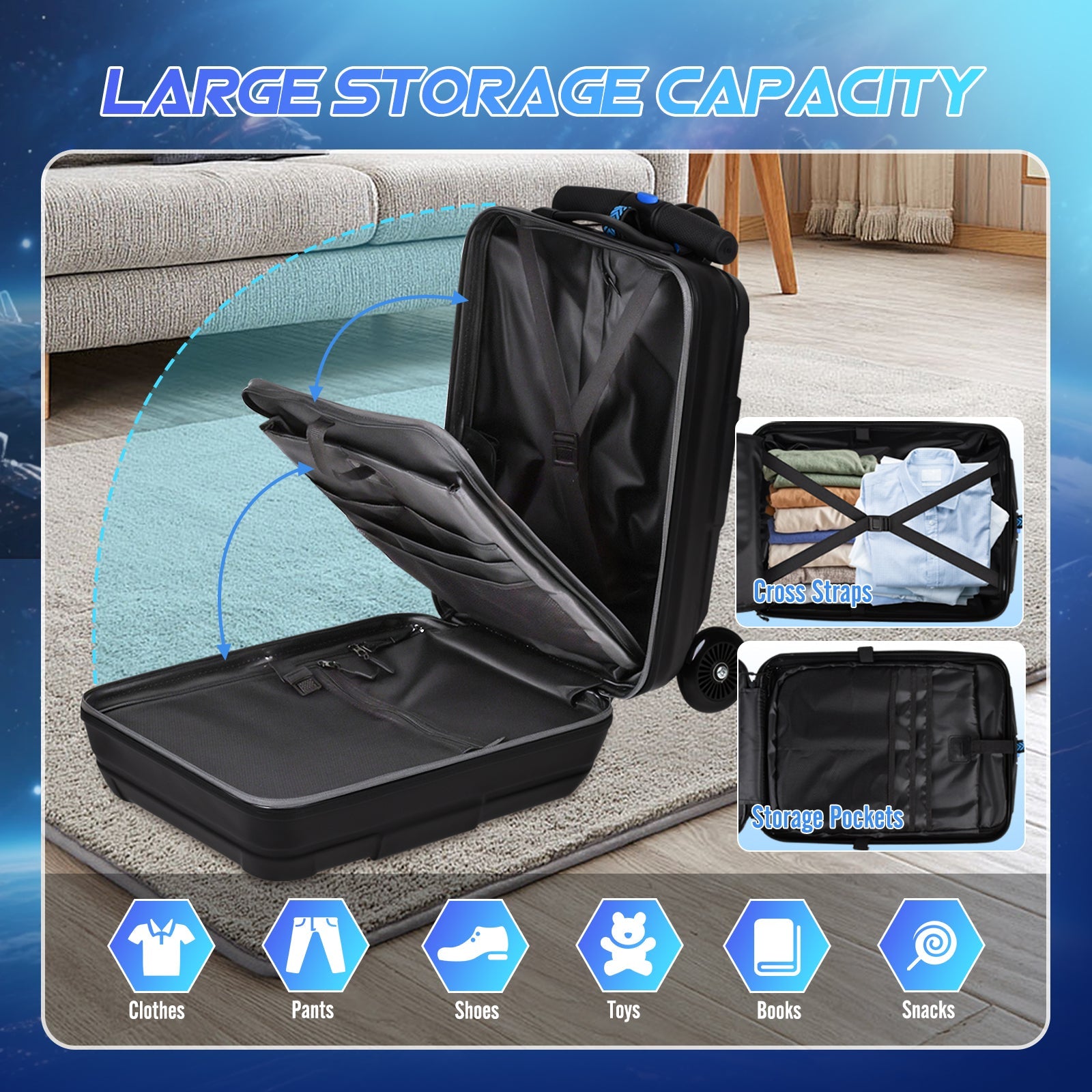 Vexon Foldable Carry-On Scooter Suitcase for Kids