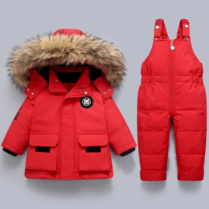 Kids Winter Snow Set | Insulated Jacket with Fur Hood & Overalls VexonGear