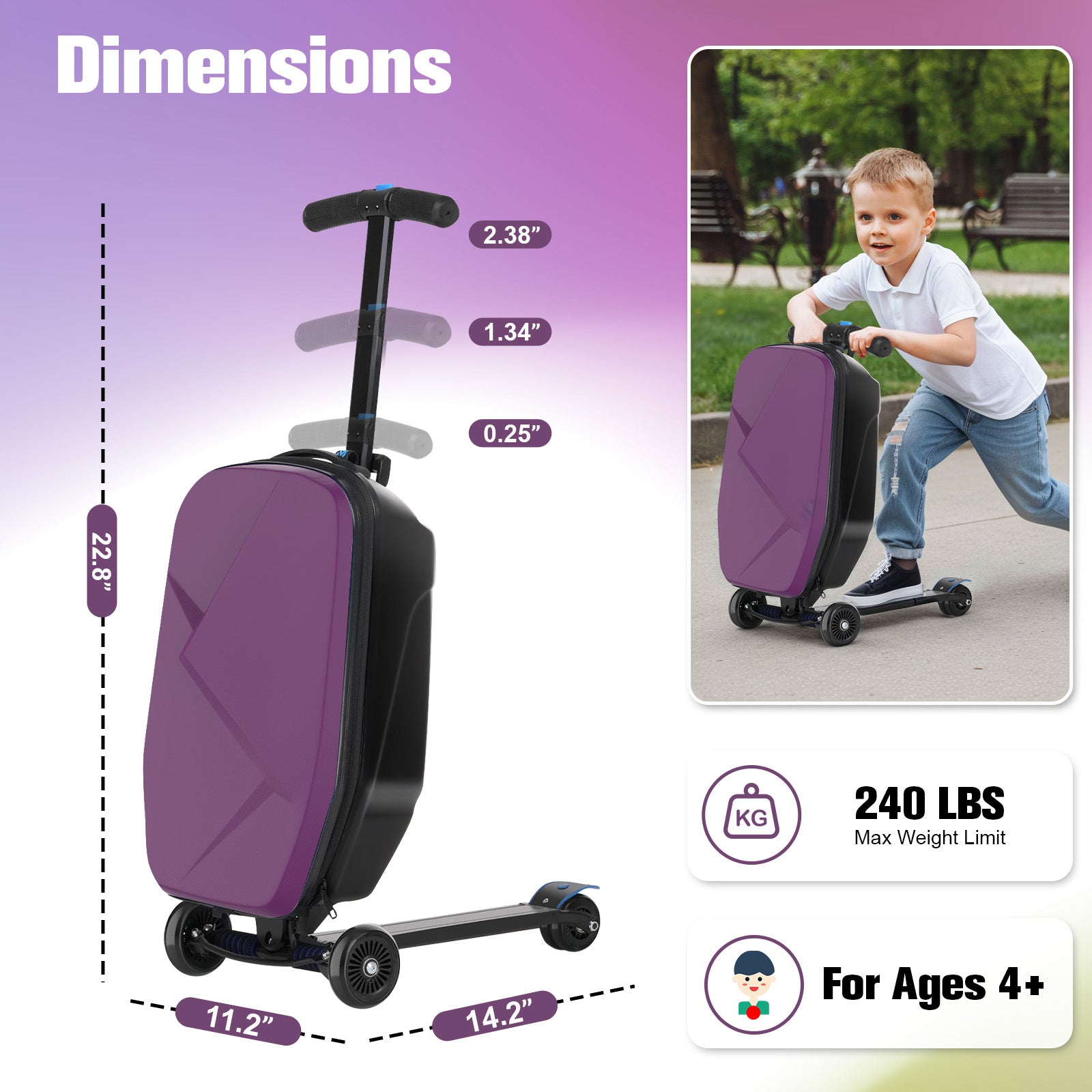 Vexon Foldable Hardshell Scooter Suitcase