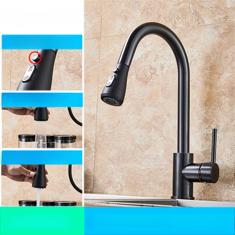 Modern Pull Down Kitchen Faucet | Brushed Nickel Flexible Spout VexonGear