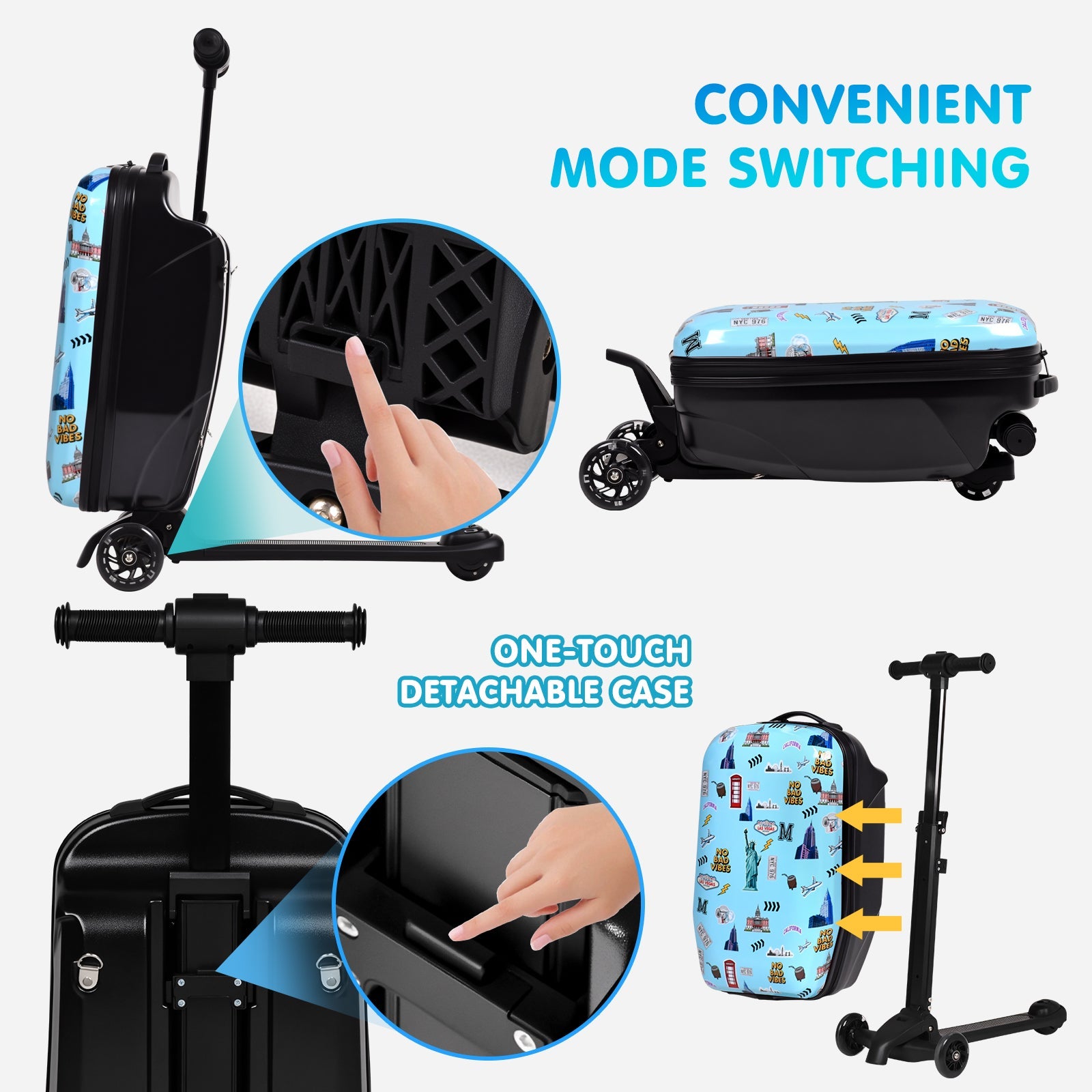 Vexon 4-in-1 Detachable Scooter Suitcase for Kids