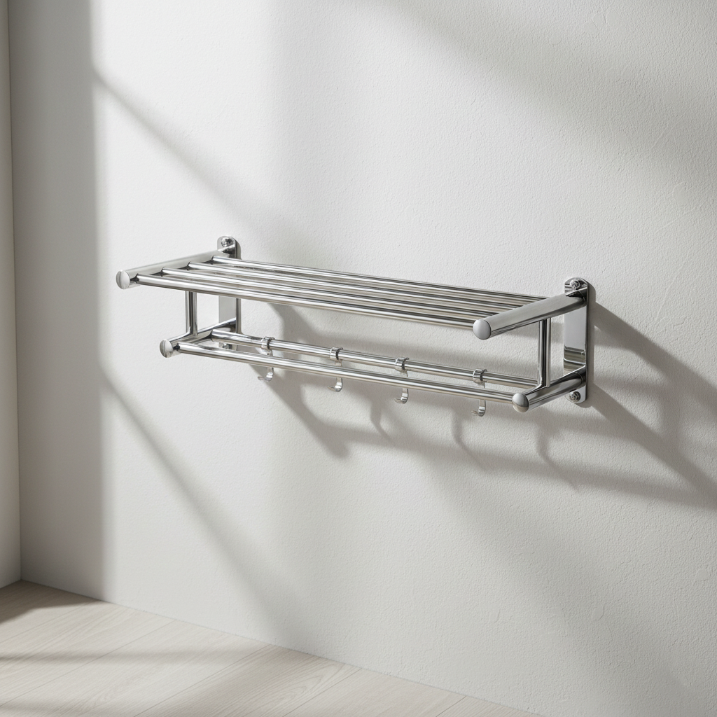 Wall-Mounted Stainless Steel Towel Rack - Space-Saving Bathroom Towel Storage for Towels and Bathrobes VexonGear