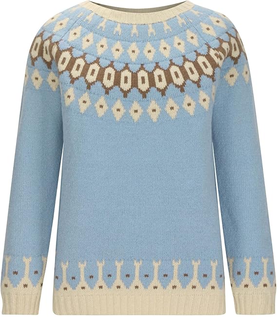 Nordic Wool Sweater | Fair Isle Pattern In Sky Blue VexonGear