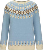 Nordic Wool Sweater | Fair Isle Pattern In Sky Blue VexonGear