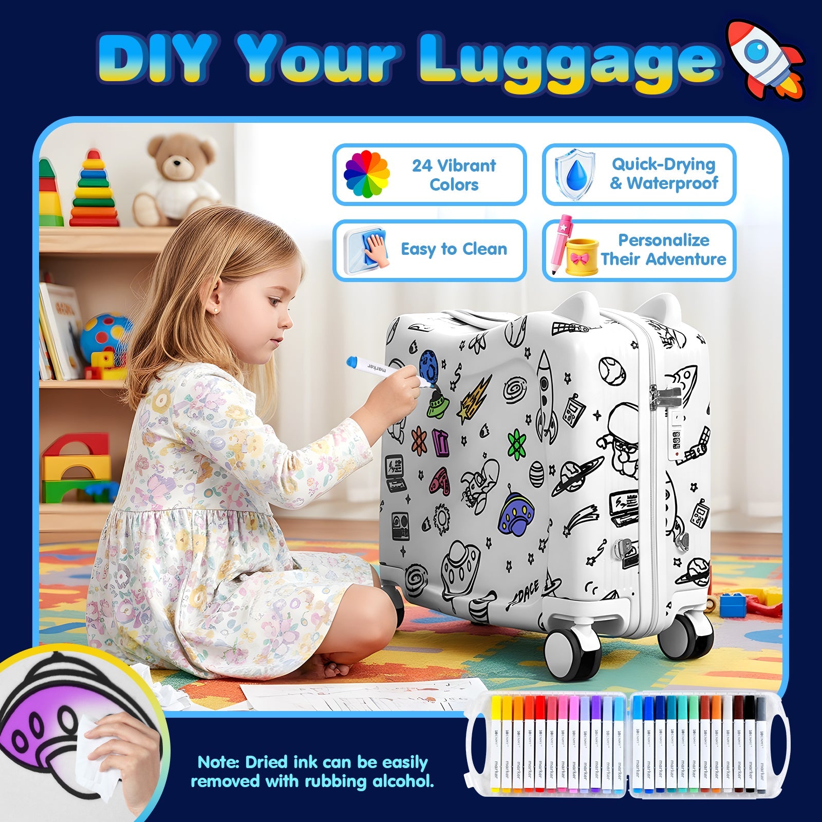 Vexon Kids Ride-On Suitcase DIY Coloring Design