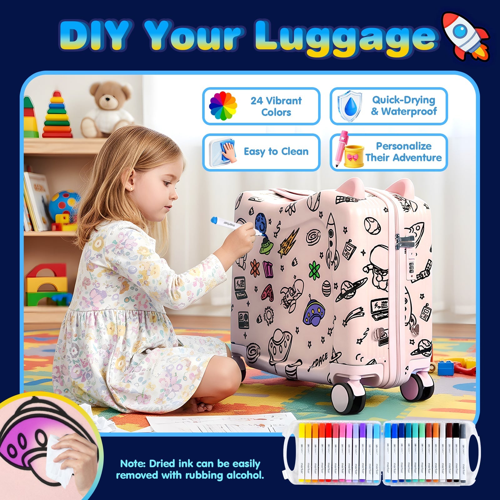 Vexon Kids Ride-On Suitcase DIY Coloring Design