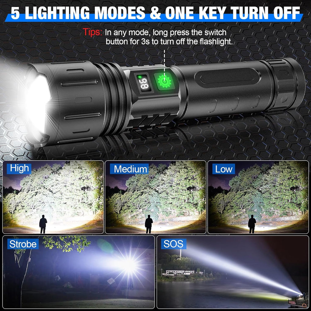Mocna latarka LED z funkcją zoom i wskaźnikiem VexonGear