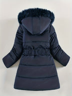 Girls Winter Puffer Coat | Quilted Heart Design With Fur Hood VexonGear