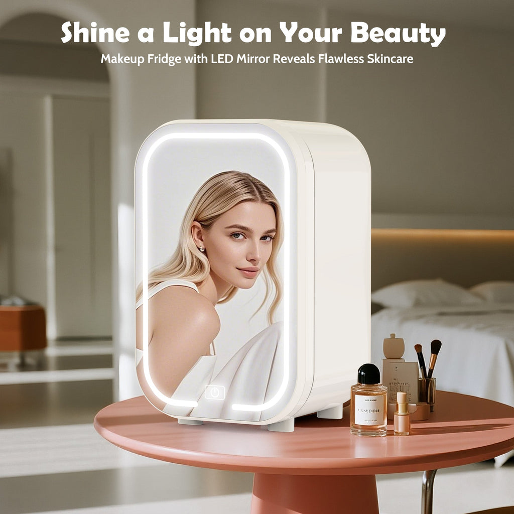 Vexon 22L Mini Skincare Fridge with LED Mirror