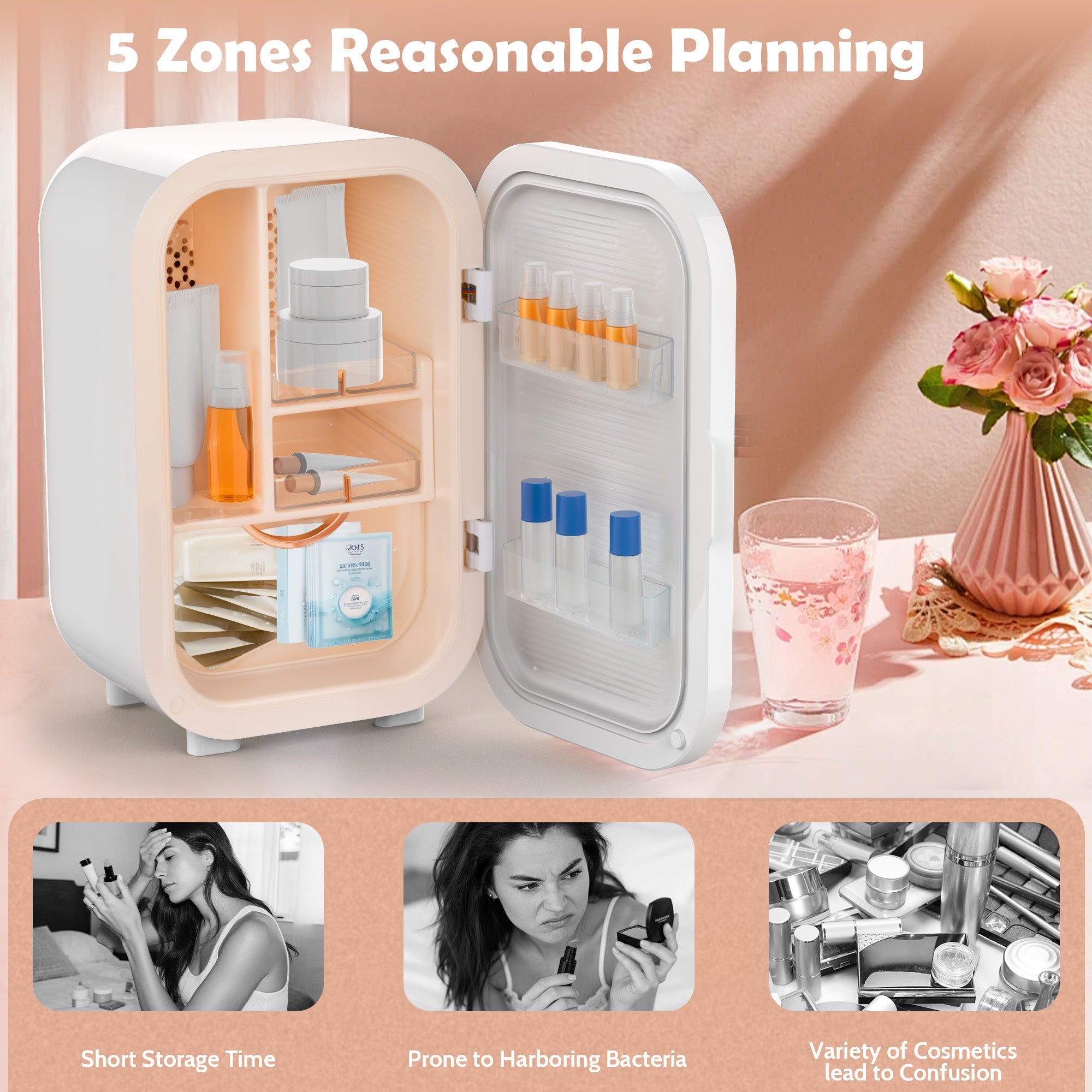 Vexon 22L Mini Skincare Fridge with LED Mirror