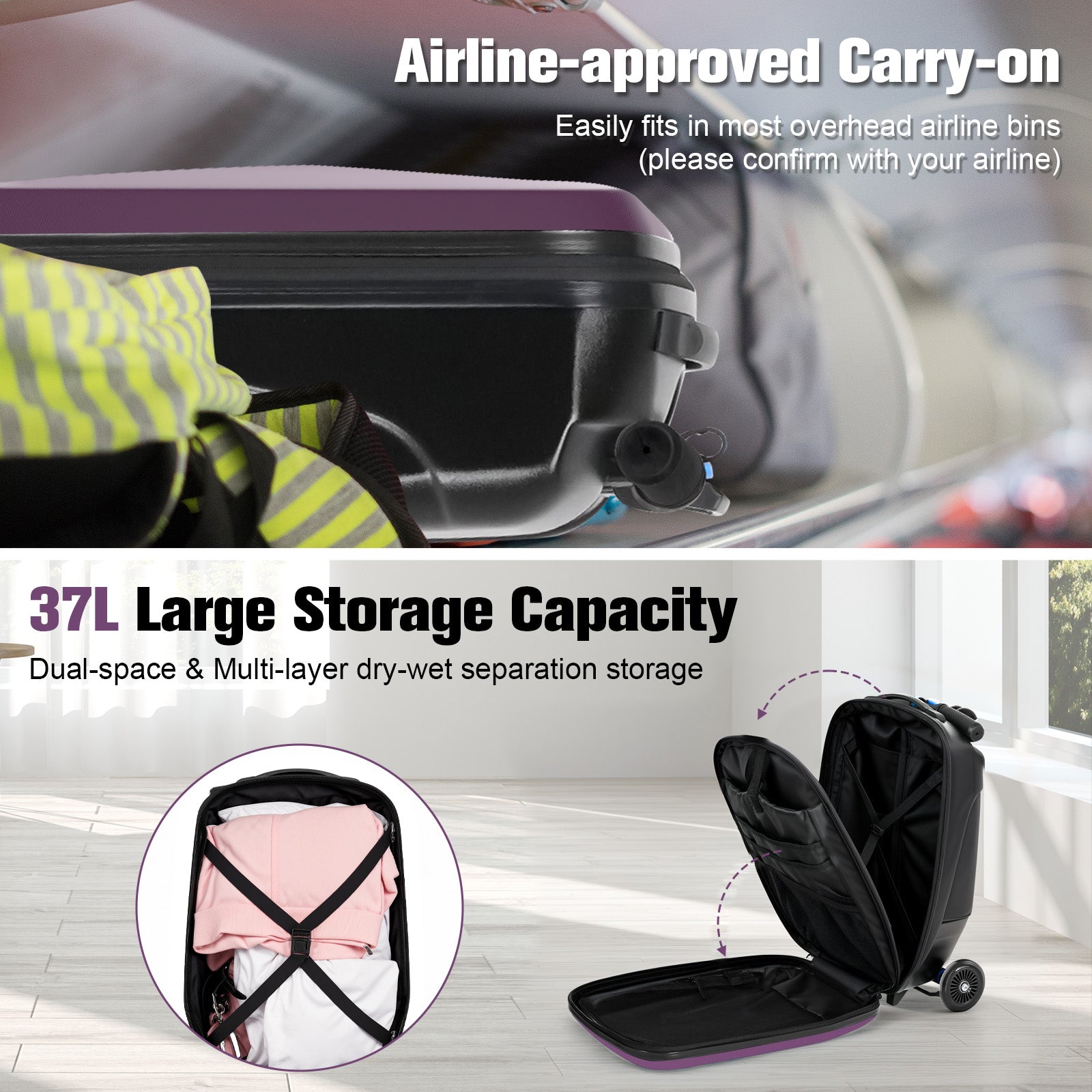 Vexon Foldable Hardshell Scooter Suitcase