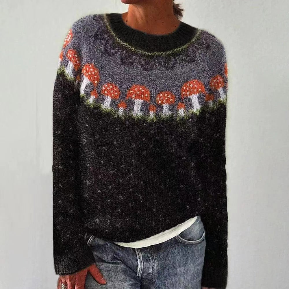 Nordic Mushroom Sweater | Wool Blend Fair Isle Pattern VexonGear