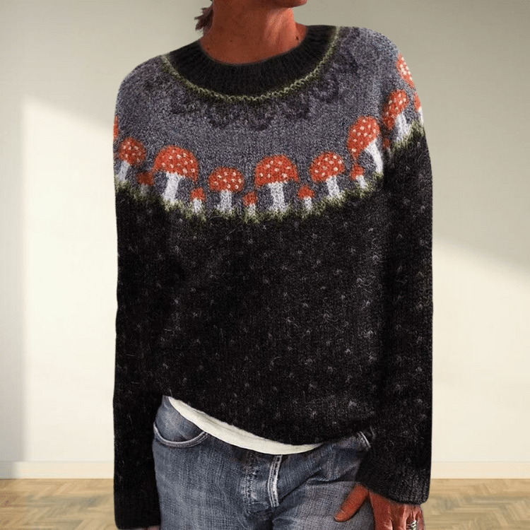 Nordic Mushroom Sweater | Wool Blend Fair Isle Pattern VexonGear