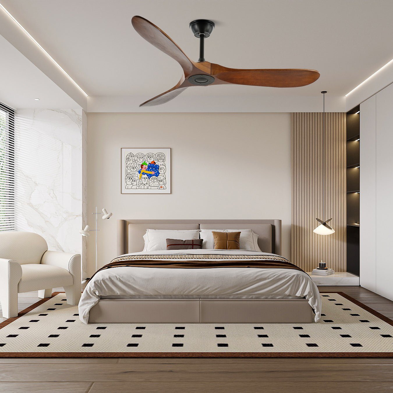 Lorenna Wooden Ceiling Fan with Remote Control